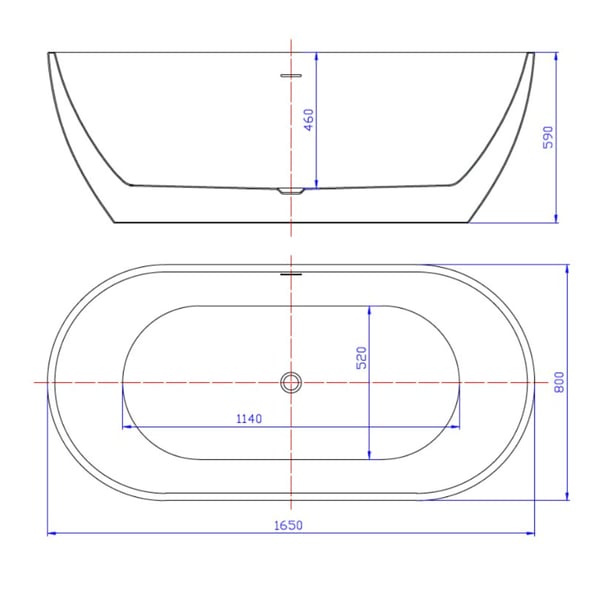 Μπανιέρα Ελεύθερης τοποθέτησης Evelyn 165x80